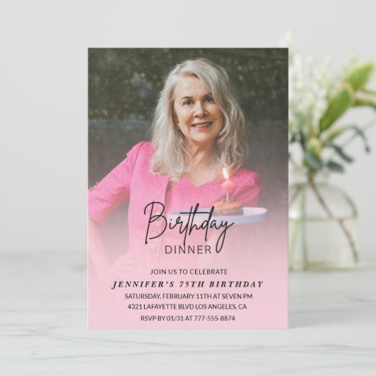 75歳の誕生日招待状誕生日夕食写真 招待状 (スタンド正面)