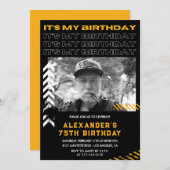 75歳の誕生日招待状 メンズ フォト スプレー ペイント 招待状 (正面/裏面)