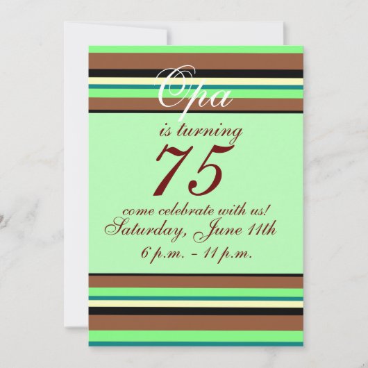 75歳の誕生日招待状 招待状 (正面)