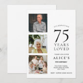 75歳の誕生日招待状 75年間愛されて 招待状 (正面/裏面)