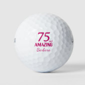 75歳の誕生日 おしゃれな75歳と素敵なピンク ゴルフボール (正面)