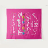 75歳の誕生日 おとぎのような カラフルな宝石 ピンク タペストリー (正面(横))