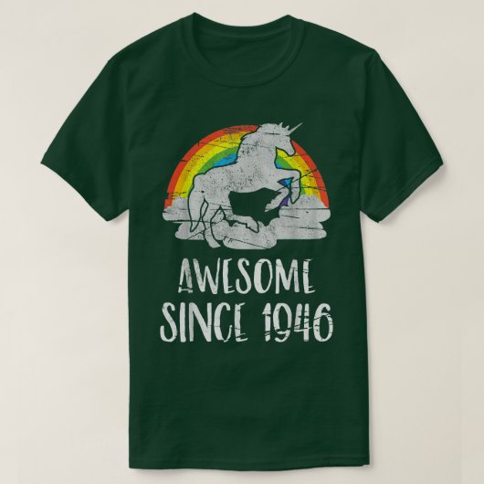 75歳の誕生日、おとぎのユニコーン、1946年からかっこいい Tシャツ (デザイン正面)