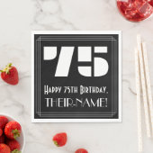 75歳の誕生日:アールデコ調の見た目 "75" + 名前 スタンダードランチョンナプキン (インサイチュ)