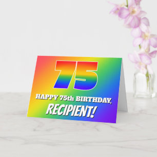 75歳の誕生日：カラフルな虹のパターン #75 カード