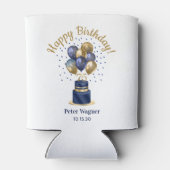 75歳の誕生日 ネイビーブルーのバルーンケーキ 缶クーラー (裏面)