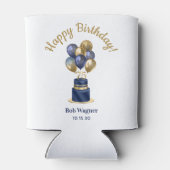 75歳の誕生日 ネイビーブルーのバルーンケーキ 缶クーラー (裏面)