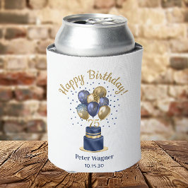 75歳の誕生日 ネイビーブルーのバルーンケーキ 缶クーラー