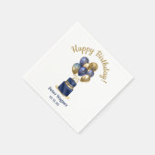 75歳の誕生日 ネイビーブルーの風船のケーキ スタンダードカクテルナプキン (角)
