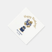 75歳の誕生日 ネイビーブルーの風船のケーキ スタンダードカクテルナプキン (角)