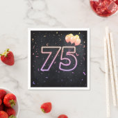 75歳の誕生日 ネオンサイン 黒のナプキン スタンダードカクテルナプキン (インサイチュ)