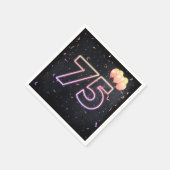 75歳の誕生日 ネオンサイン 黒のナプキン スタンダードカクテルナプキン (角)