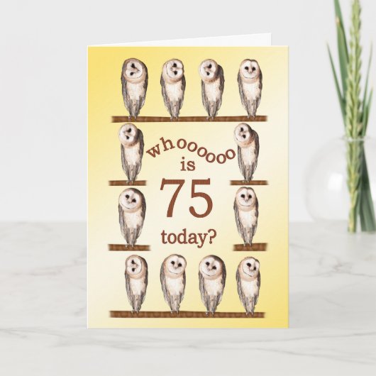 75歳の誕生日、奇妙なフクロカード。 カード (正面)