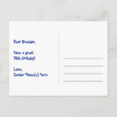 75歳の誕生日 – 楽しい花火模様 + レインボー75 ポストカード (裏面)