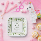 75歳の誕生日 白いアジサイ ペーパープレート (パーティー)