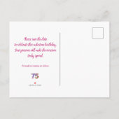 75歳の誕生日 花のモダンなSave The Date 案内ポストカード (裏面)