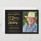 75歳の誕生日 75年の歳月を経て ブラックゴールド 招待状 (正面)