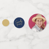 75歳の金ゴールドとネイビーブルー75歳の誕生日パーティー コンフェッティ (裏面)