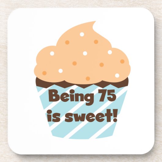 75歳は甘い誕生日Tシャツとプレゼント コースター (正面)