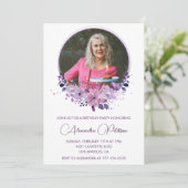 75歳エレガントの誕生日の招待状フォトフローラボホ 招待状 (スタンド正面)