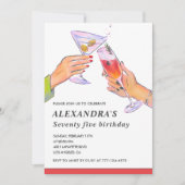 75歳エレガントの誕生日招待状カクテルパーティー 招待状 (正面)