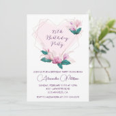 75歳エレガントの誕生日招待状ピンクフローラ 招待状 (スタンド正面)