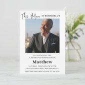 75歳エレガントの誕生日招待状メンズ写真 招待状 (スタンド正面)