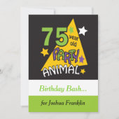 75歳パーティー動物 – 75誕生日 招待状 (正面)