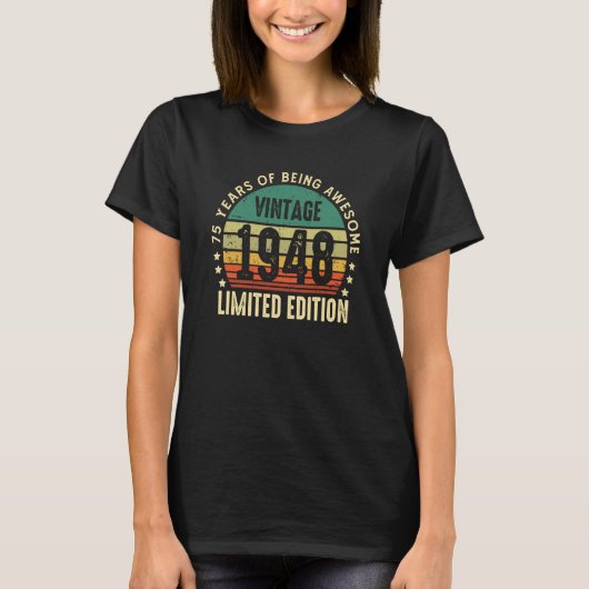 75歳ヴィンテージ1948 75誕生日 Tシャツ (正面)