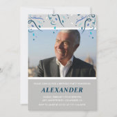 75歳招待状メンズ紙吹雪写真海軍 招待状 (正面)