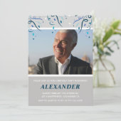 75歳招待状メンズ紙吹雪写真海軍 招待状 (スタンド正面)