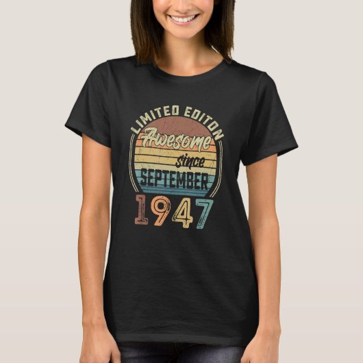 75歳1947素晴らし年9月75日biから tシャツ (正面)