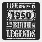 75歳1950年誕生伝説75誕生日 スクエアシール (正面)