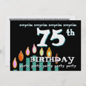 75歳 サプライズ 誕生日 ティール キャンドル 招待状 (正面/裏面)