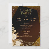 75歳 誕生日の輝く王冠 ゴールド 招待状 (裏面)