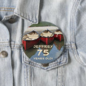 75歳、3つの赤カヌボタンピン 缶バッジ (インサイチュ)