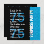 75番目のサプライズ誕生日モダンターコイズブルーV103 招待状 (正面/裏面)