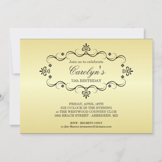 75番目のバースデーパーティ招待状と写真 招待状 (裏面)