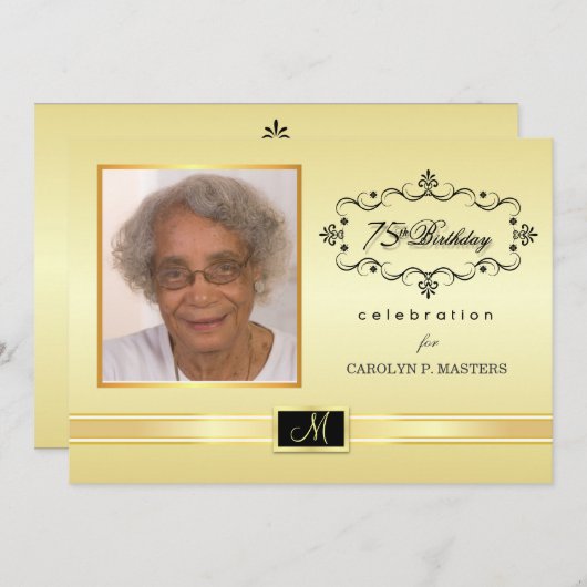 75番目のバースデーパーティ招待状と写真 招待状 (正面/裏面)