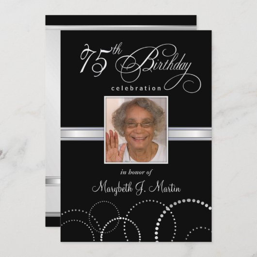 75番目のバースデーパーティ招待状と写真 招待状 (正面/裏面)