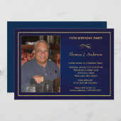 75番目のバースデーパーティ招待状 – 写真の追加 招待状 (正面/裏面)