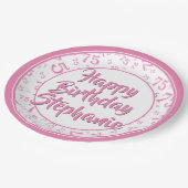75番目のパーティー乱数パターンピンク/白 ペーパープレート (アングル)