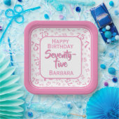 75番目のパーティー乱数パターンピンク/白 ペーパープレート (パーティー)