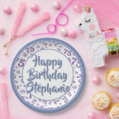 75番目のパーティー乱数パターンブルー/ホワイト ペーパープレート (パーティー)