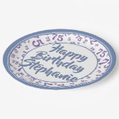 75番目のパーティー乱数パターンブルー/ホワイト ペーパープレート (アングル)