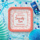 75番目のパーティー乱数パターン珊瑚/白 ペーパープレート (パーティー)