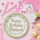 75番目のパーティー乱数パターン金ゴールド/白 ペーパープレート (パーティー)