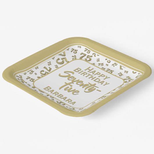 75番目のパーティー乱数パターン金ゴールド/白 ペーパープレート (傾斜あり)