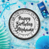 75番目のパーティー乱数パターン黒/白 ペーパープレート (パーティー)