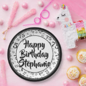 75番目のパーティー乱数パターン黒/白 ペーパープレート (パーティー)